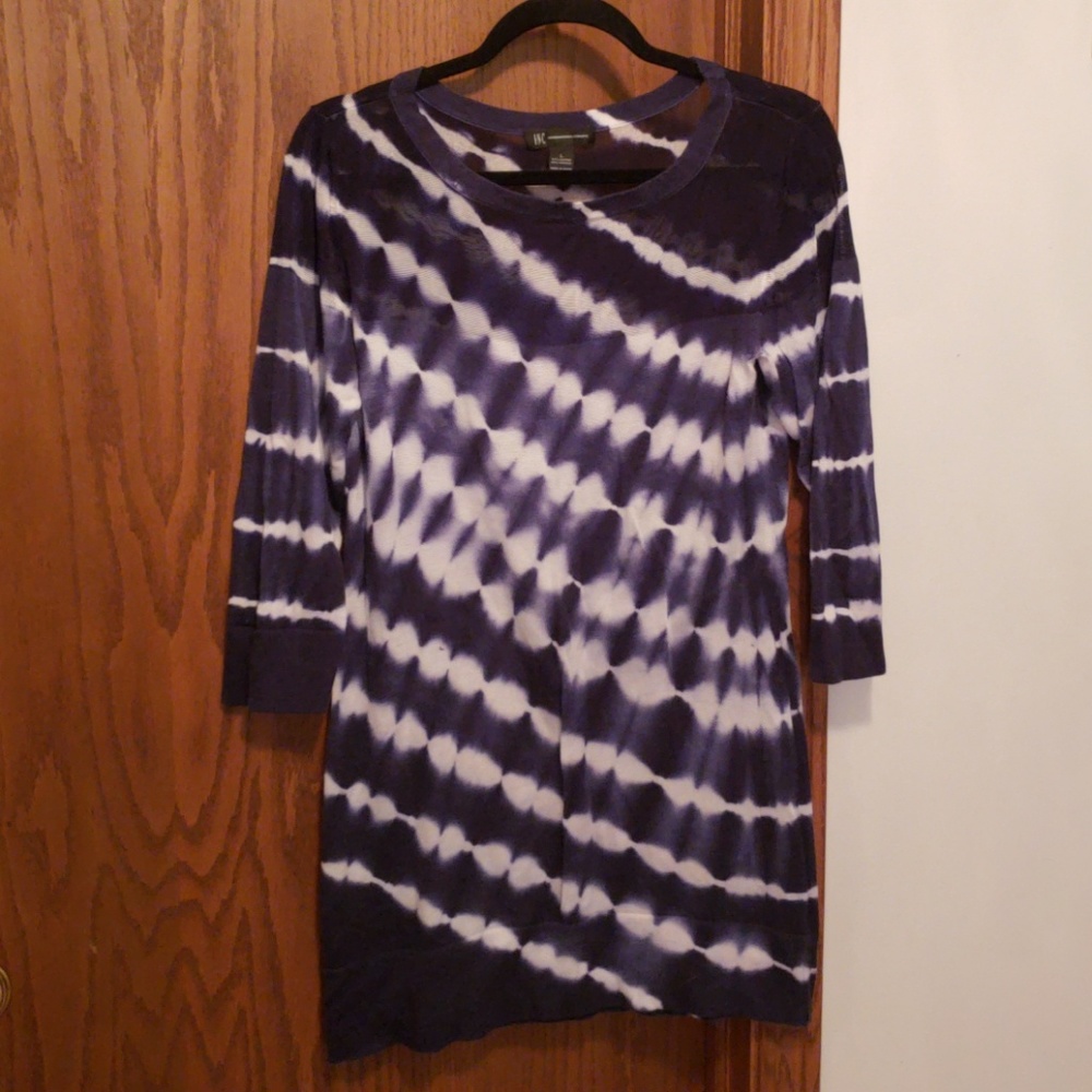 INC Blue and white tie-dye light sweater